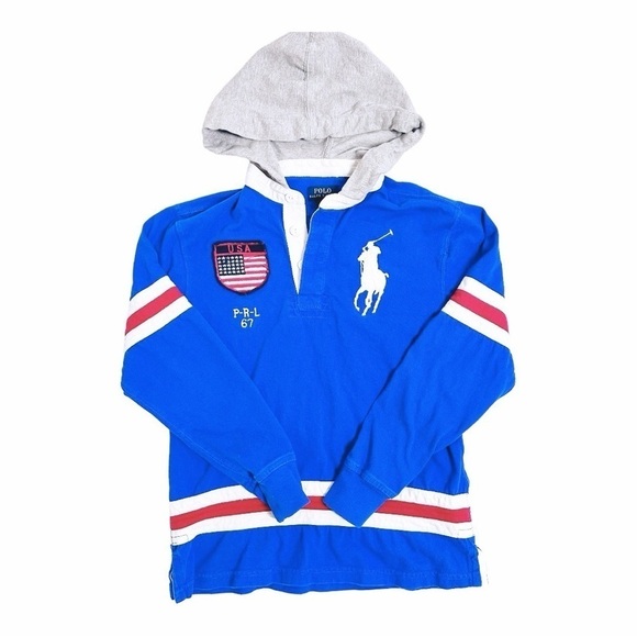 Polo Ralph Lauren Big Pony Long Sleeve Hooded Shirt Boys Size M (10-12) - Picture 8 of 8